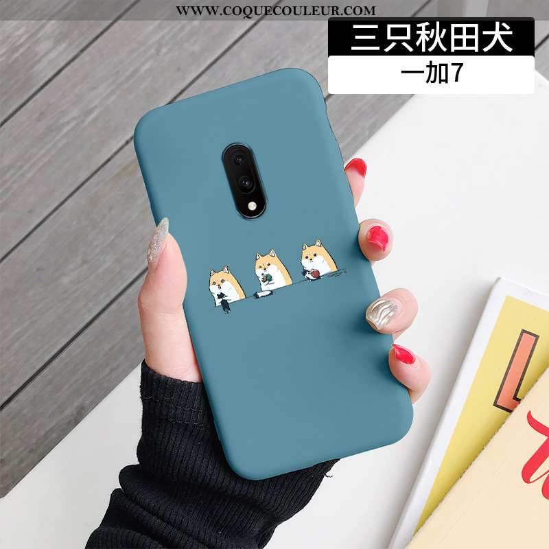 Coque Oneplus 7 Dessin Animé Étui Tout Compris, Housse Oneplus 7 Ultra Fluide Doux Bleu