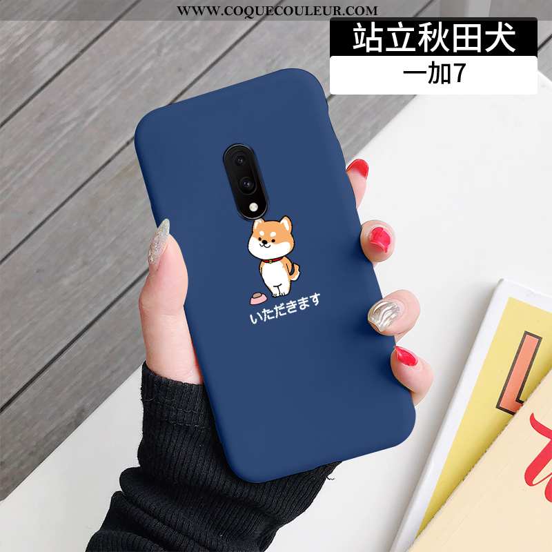 Coque Oneplus 7 Dessin Animé Étui Tout Compris, Housse Oneplus 7 Ultra Fluide Doux Bleu