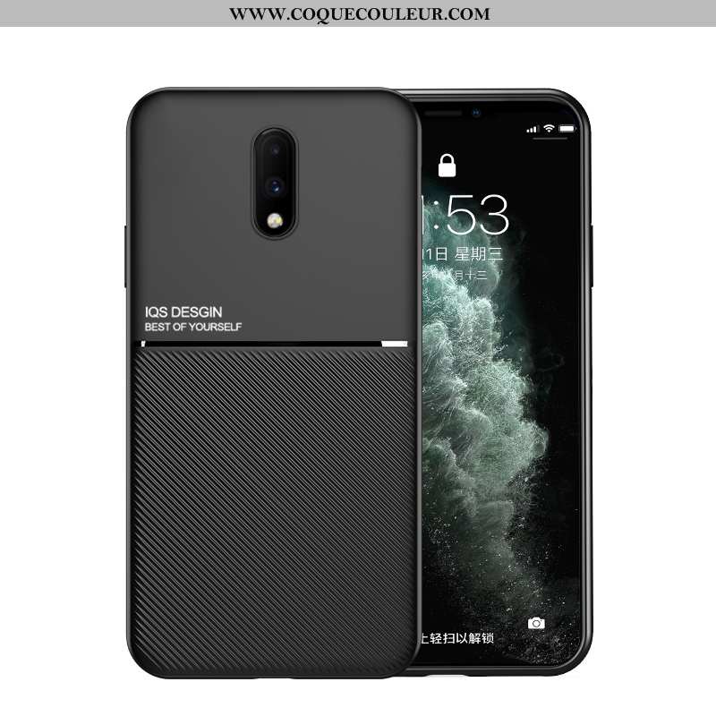 Coque Oneplus 7 Légère Tout Compris, Housse Oneplus 7 Cuir Délavé En Daim Noir