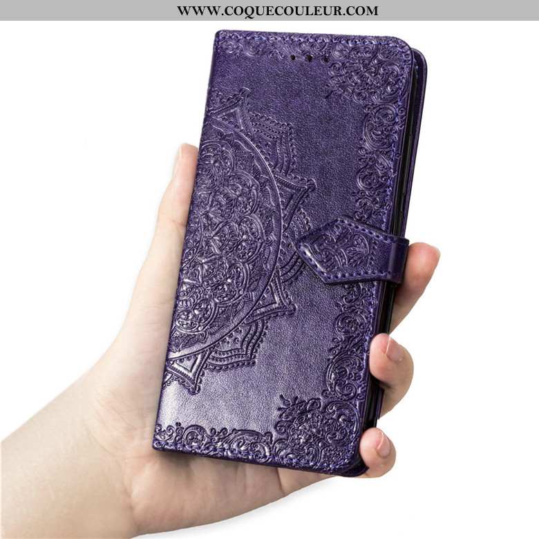 Housse Oneplus 7 Cuir Clamshell Étui, Étui Oneplus 7 Fluide Doux Protection Violet