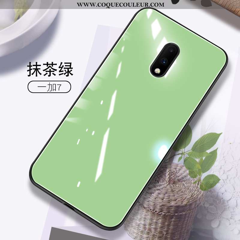 Housse Oneplus 7 Verre Téléphone Portable Protection, Étui Oneplus 7 Personnalité Vert Verte