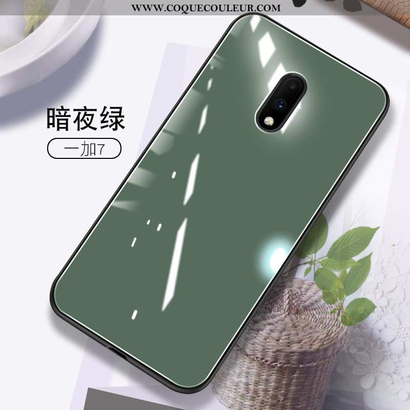 Housse Oneplus 7 Verre Téléphone Portable Protection, Étui Oneplus 7 Personnalité Vert Verte