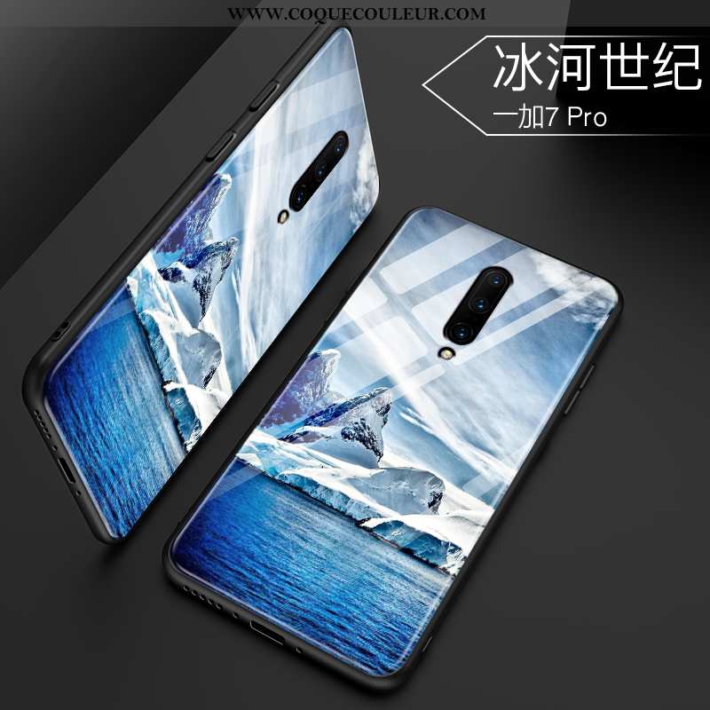 Étui Oneplus 7 Pro Tendance Verre Téléphone Portable, Coque Oneplus 7 Pro Protection Bleu