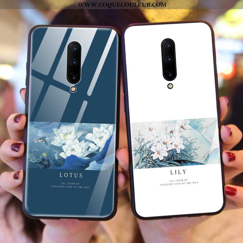 Housse Oneplus 7 Pro Légère Net Rouge Ultra, Étui Oneplus 7 Pro Silicone Fleurs Blanche