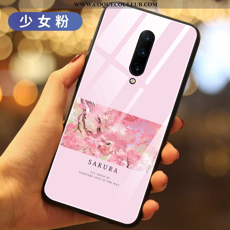 Housse Oneplus 7 Pro Légère Net Rouge Ultra, Étui Oneplus 7 Pro Silicone Fleurs Blanche