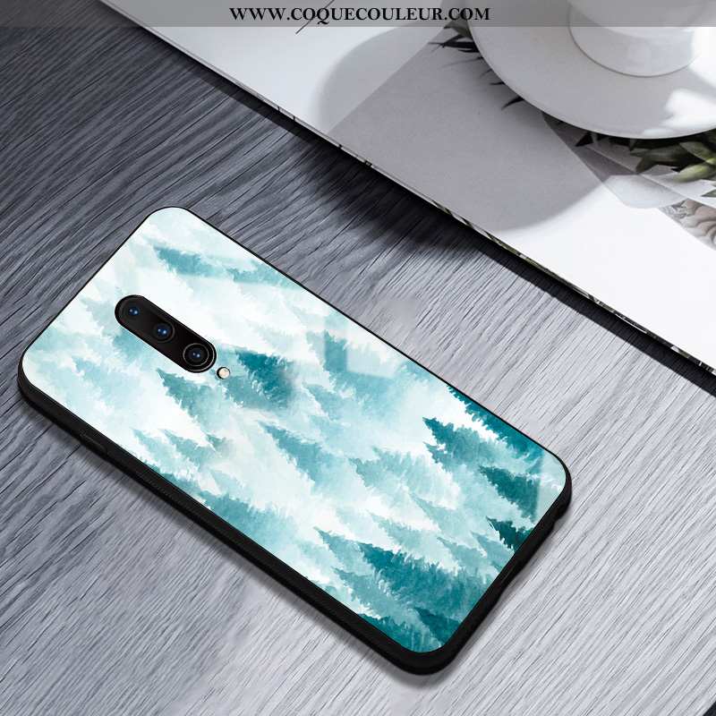 Étui Oneplus 7 Pro Silicone Coque Difficile, Oneplus 7 Pro Verre Incassable Bleu