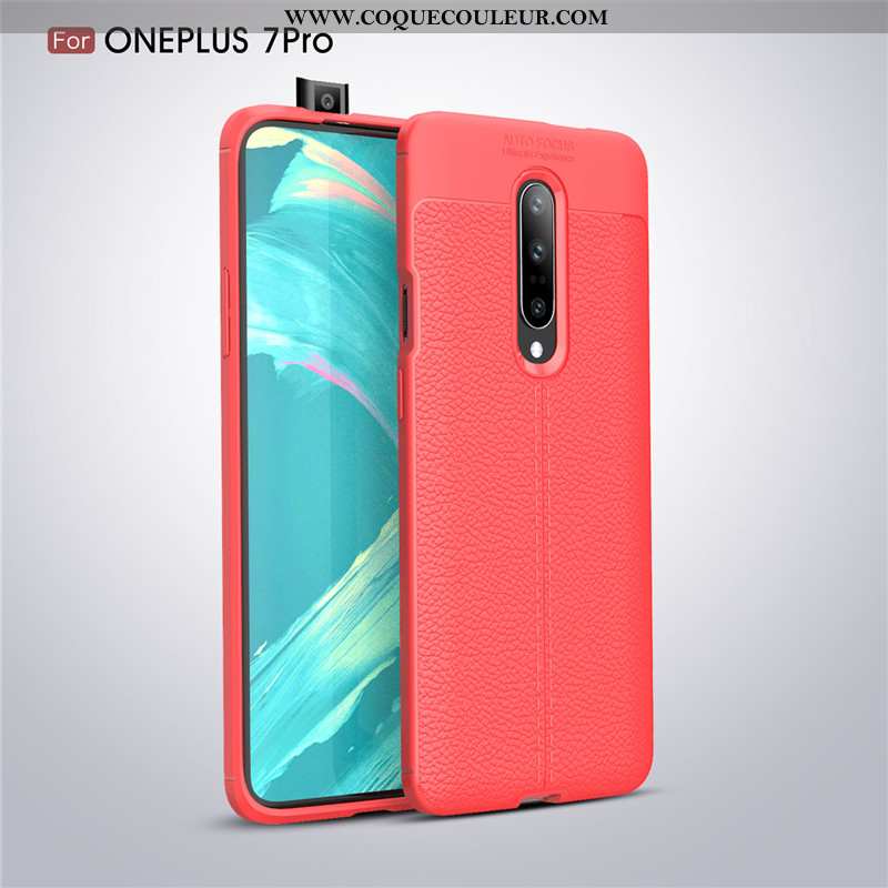 Housse Oneplus 7 Pro Cuir Protection Étui, Étui Oneplus 7 Pro Modèle Fleurie Fluide Doux Noir