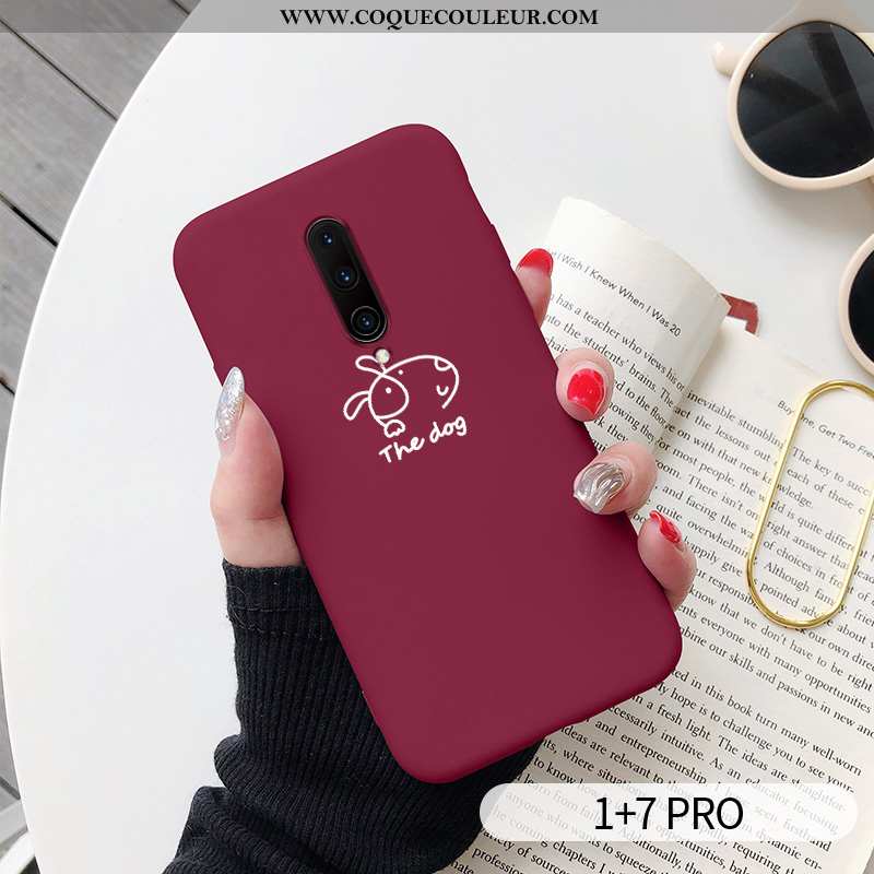 Étui Oneplus 7 Pro Fluide Doux Nouveau Chiens, Coque Oneplus 7 Pro Silicone Créatif Rouge