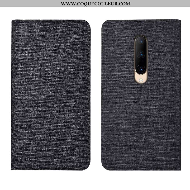 Étui Oneplus 7 Pro Protection Tout Compris Lin, Coque Oneplus 7 Pro Téléphone Portable Housse Gris