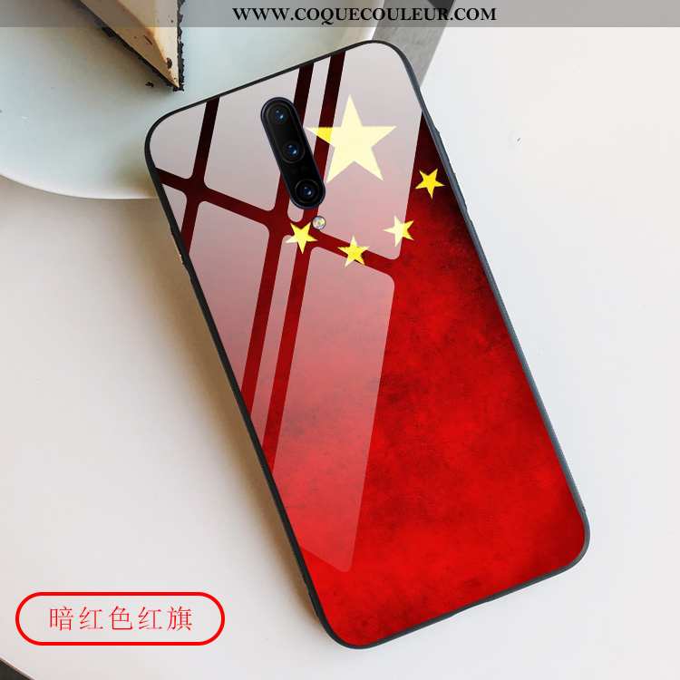 Housse Oneplus 7 Pro Créatif Coque Rouge, Étui Oneplus 7 Pro Protection Verre Rouge