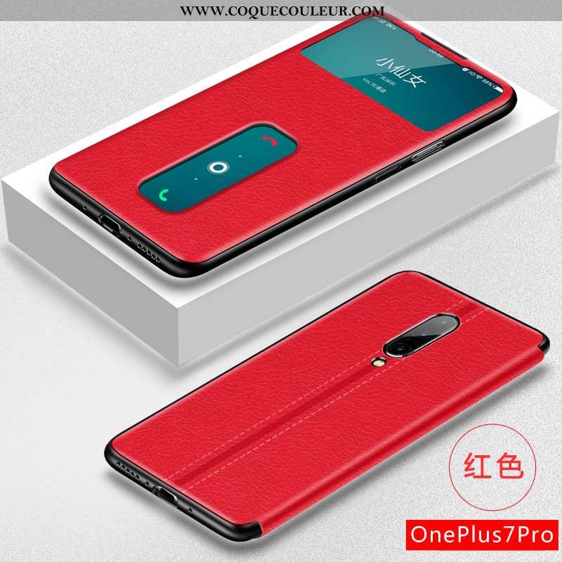 Housse Oneplus 7 Pro Ultra Clamshell Difficile, Étui Oneplus 7 Pro Légère Créatif Rouge