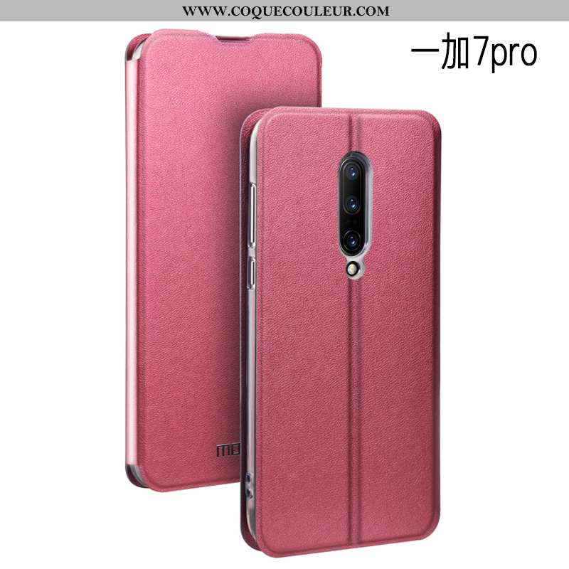 Coque Oneplus 7 Pro Tendance Clamshell Étui, Housse Oneplus 7 Pro Légère Téléphone Portable Rouge