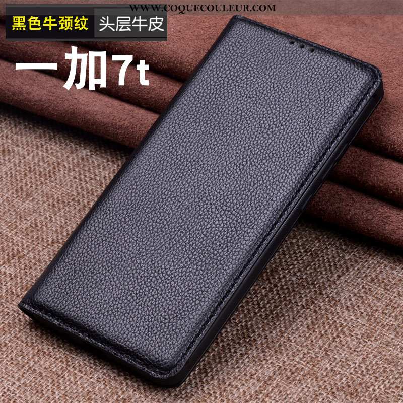 Étui Oneplus 7t Cuir Véritable Marron Business, Coque Oneplus 7t Cuir Tout Compris