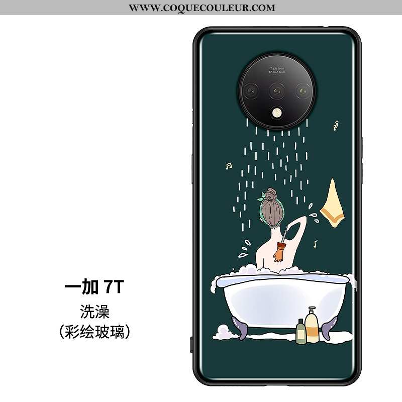 Housse Oneplus 7t Silicone Personnalité Coque, Étui Oneplus 7t Protection Verre Verte