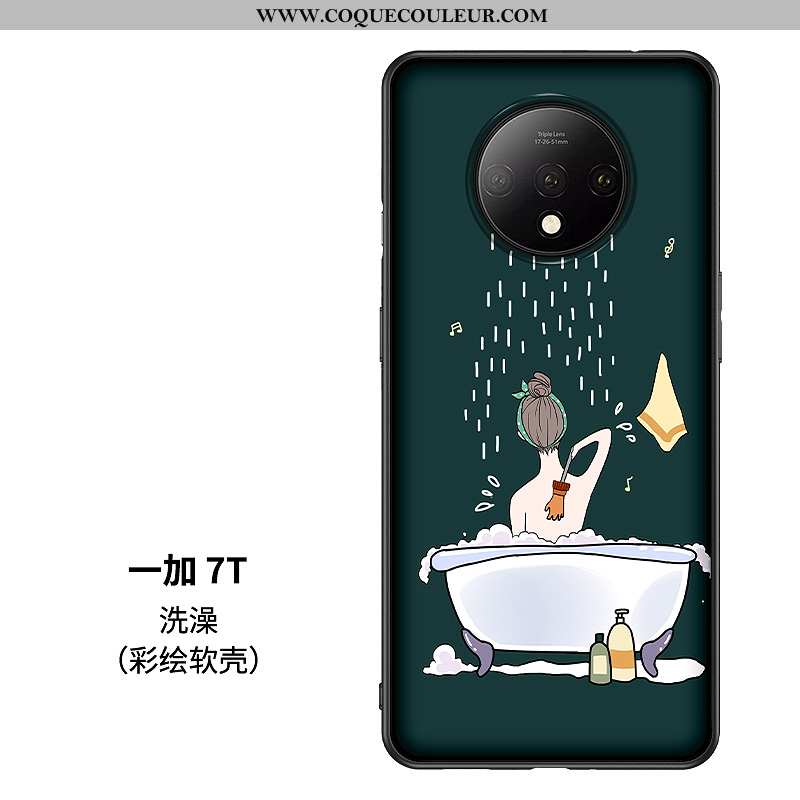 Housse Oneplus 7t Silicone Personnalité Coque, Étui Oneplus 7t Protection Verre Verte