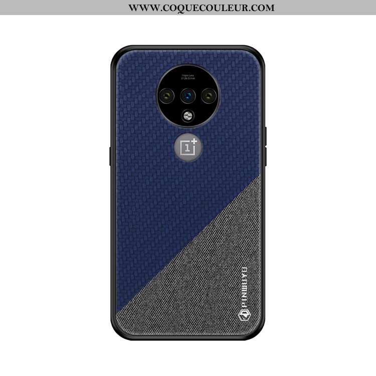 Étui Oneplus 7t Fluide Doux Tout Compris Ultra, Coque Oneplus 7t Silicone Toile Bleu Foncé