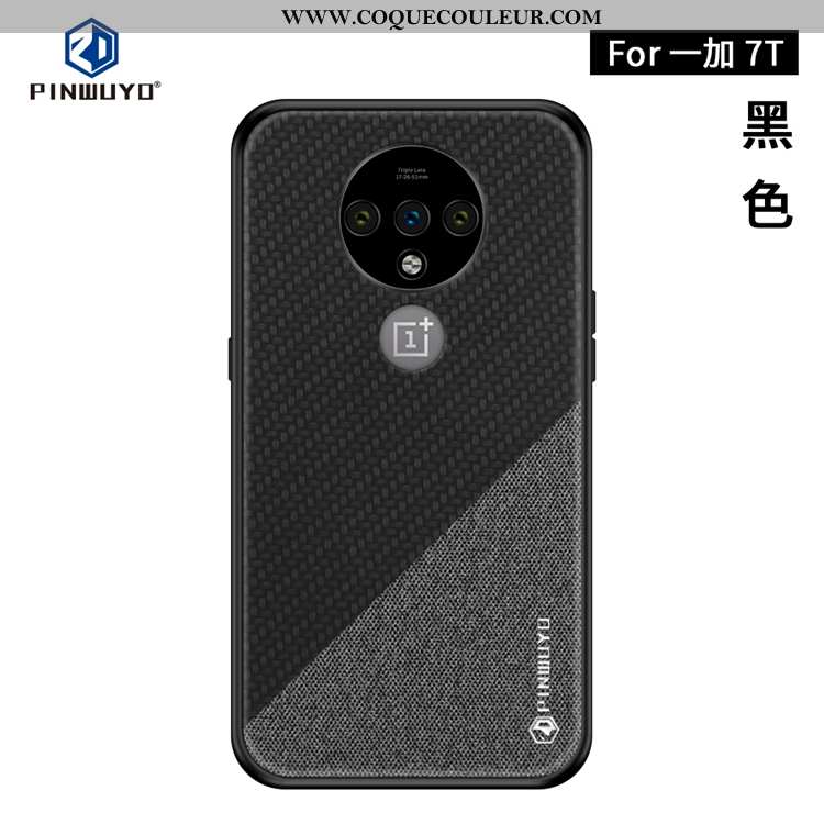 Étui Oneplus 7t Fluide Doux Tout Compris Ultra, Coque Oneplus 7t Silicone Toile Bleu Foncé