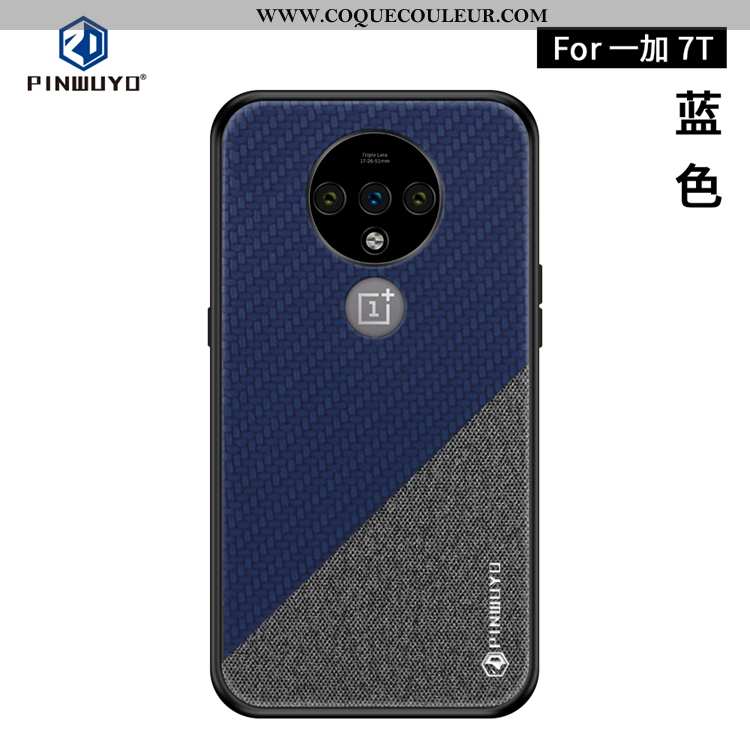 Étui Oneplus 7t Fluide Doux Tout Compris Ultra, Coque Oneplus 7t Silicone Toile Bleu Foncé