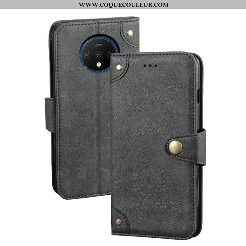 Housse Oneplus 7t Protection Étui Cuir, Oneplus 7t Portefeuille Incassable Noir