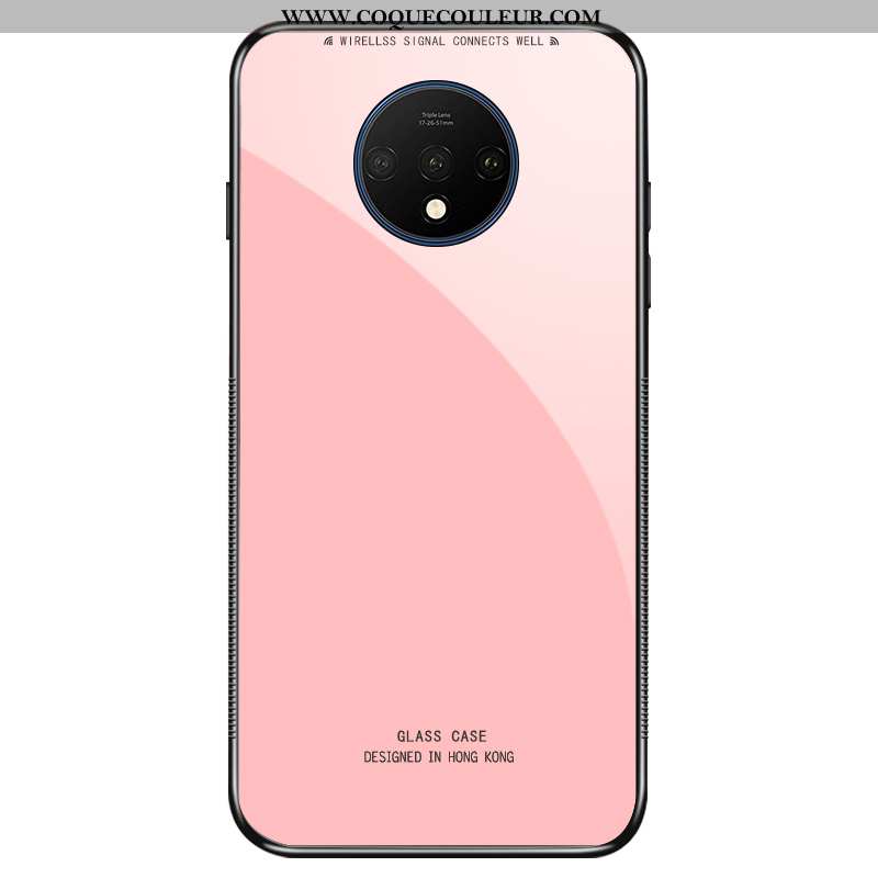 Coque Oneplus 7t Protection Fluide Doux Téléphone Portable, Housse Oneplus 7t Verre Rose