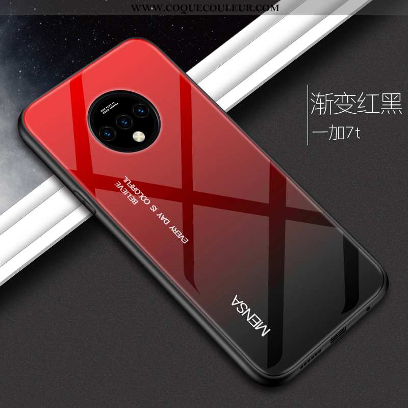 Étui Oneplus 7t Protection Coque Étui, Oneplus 7t Verre Incassable Rouge