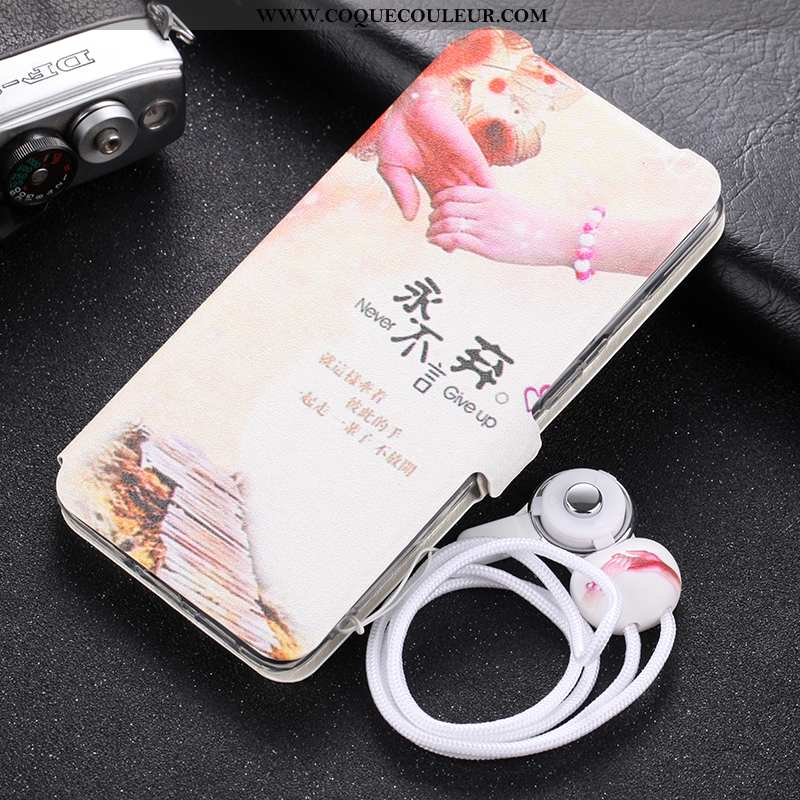 Housse Oneplus 7t Dessin Animé Carte, Étui Oneplus 7t Cuir Coque Beige