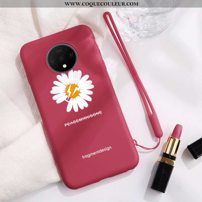 Housse Oneplus 7t Silicone Frais Rose, Étui Oneplus 7t Téléphone Portable Incassable Rose
