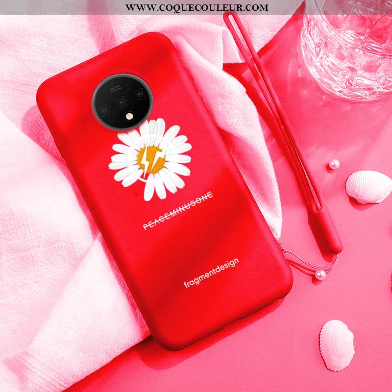 Housse Oneplus 7t Silicone Frais Rose, Étui Oneplus 7t Téléphone Portable Incassable Rose