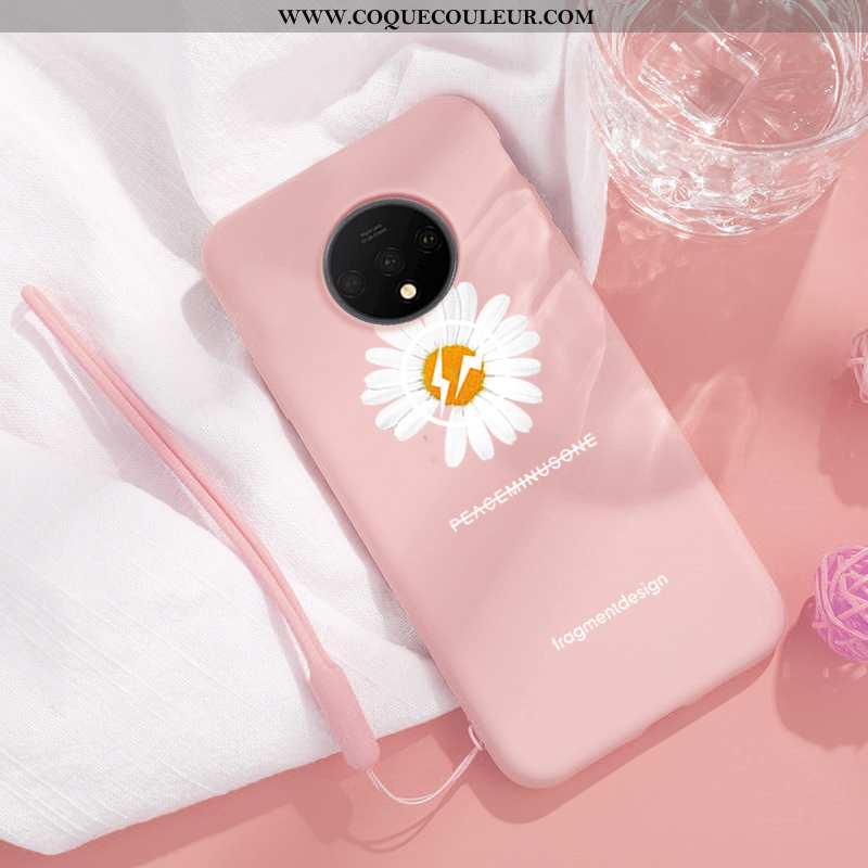 Housse Oneplus 7t Silicone Frais Rose, Étui Oneplus 7t Téléphone Portable Incassable Rose