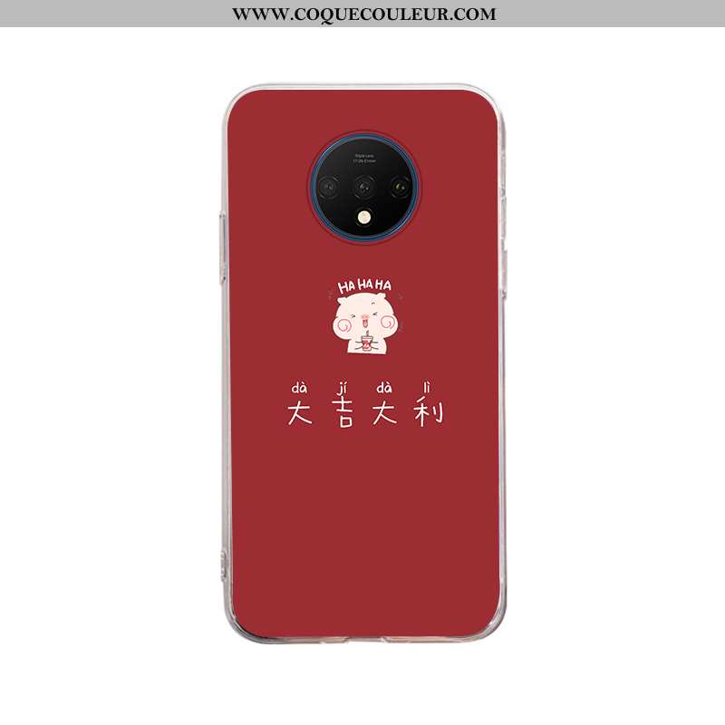 Étui Oneplus 7t Légère Dessin Animé, Coque Oneplus 7t Fluide Doux Téléphone Portable Rouge