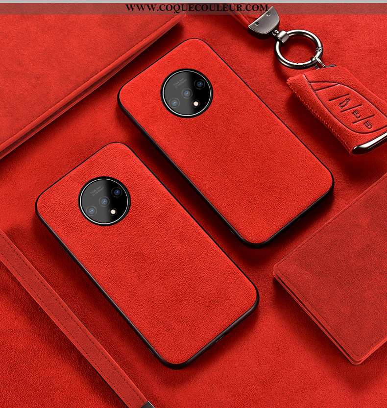 Housse Oneplus 7t Tendance Luxe Antidérapant, Étui Oneplus 7t Daim Fourrure Europe Rouge