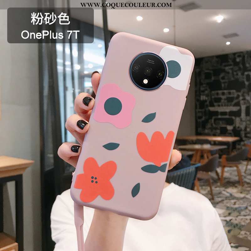 Étui Oneplus 7t En Bois Silicone Incassable, Coque Oneplus 7t Ultra Rose