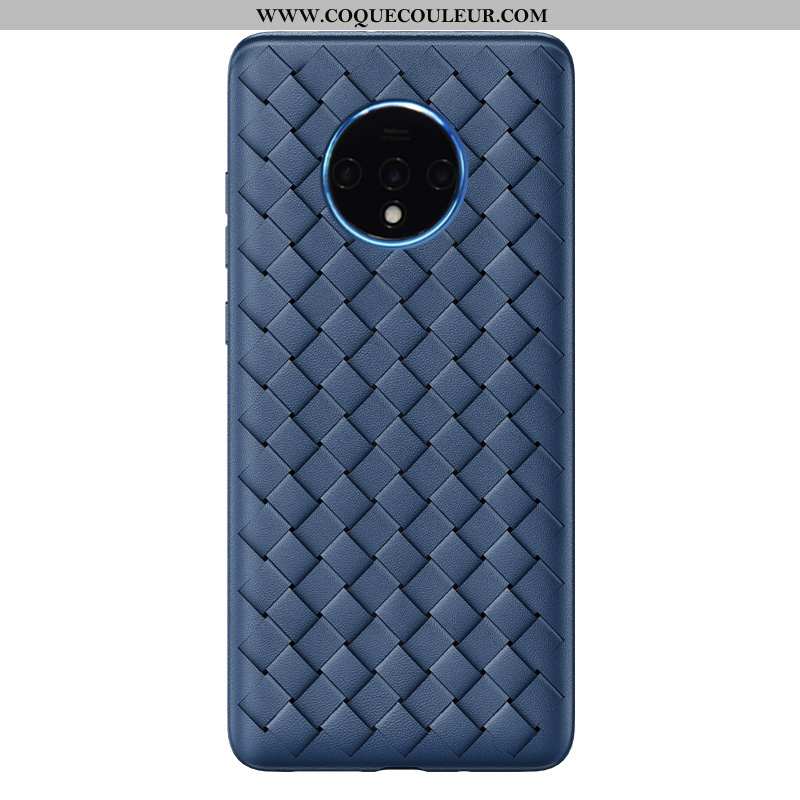 Coque Oneplus 7t Tendance Bleu Tissage, Housse Oneplus 7t Légère Respirant