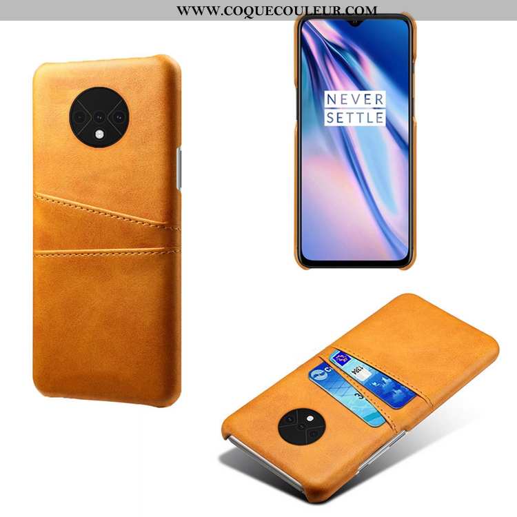 Coque Oneplus 7t Cuir Étui, Housse Oneplus 7t Modèle Fleurie Bovins Jaune