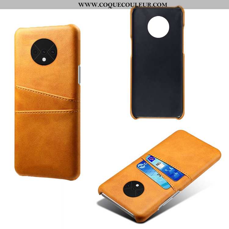 Coque Oneplus 7t Cuir Étui, Housse Oneplus 7t Modèle Fleurie Bovins Jaune