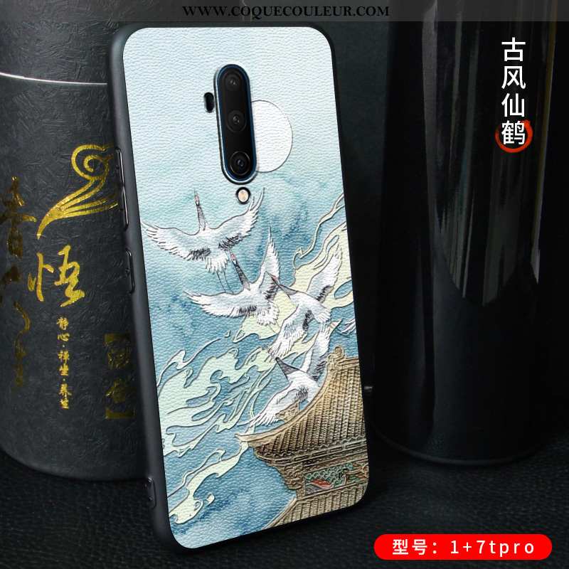 Housse Oneplus 7t Pro Personnalité Coque Légère, Étui Oneplus 7t Pro Créatif Tout Compris Bleu