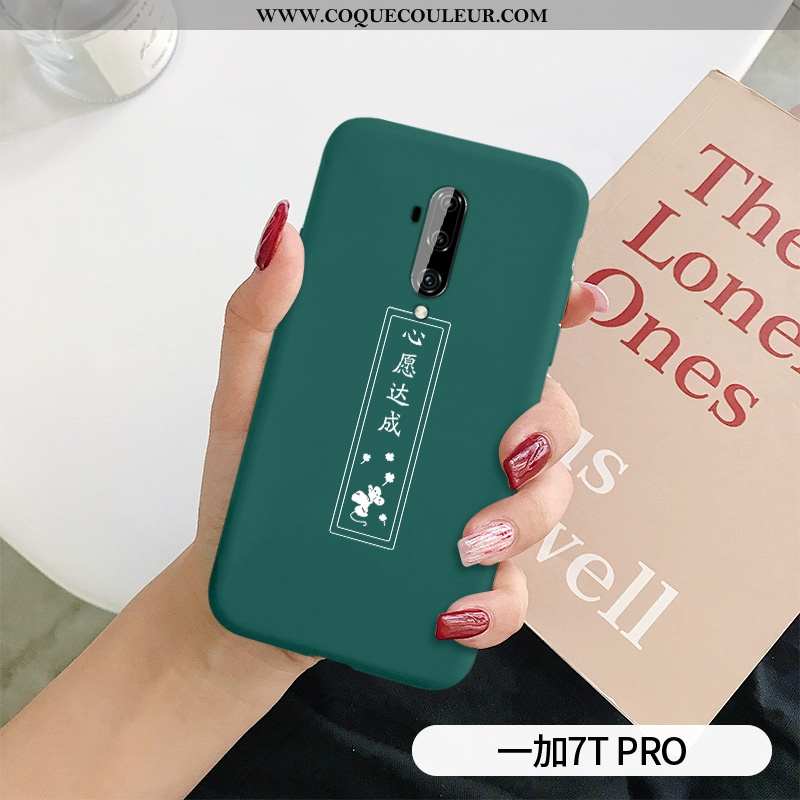 Étui Oneplus 7t Pro Silicone Protection Incassable, Coque Oneplus 7t Pro Mode Personnalité Verte