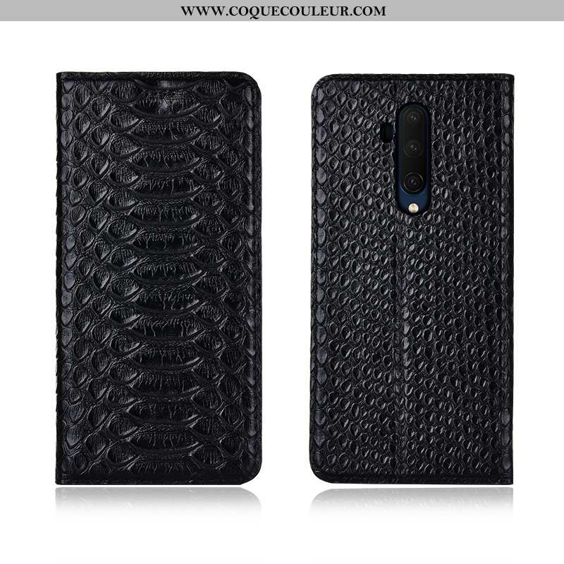 Étui Oneplus 7t Pro Fluide Doux Cuir Véritable Cuir, Coque Oneplus 7t Pro Protection Noir