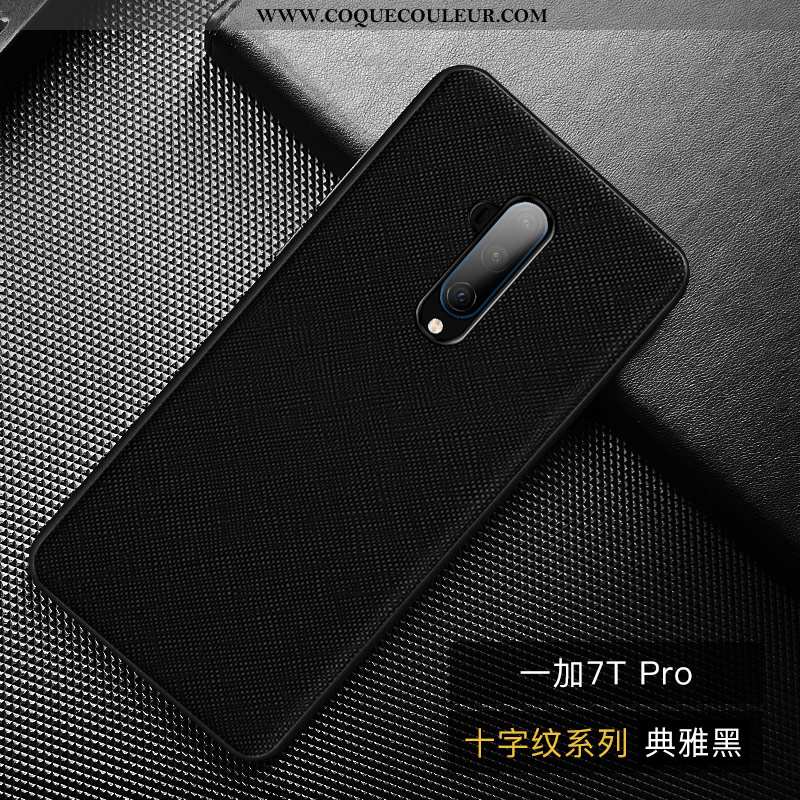 Étui Oneplus 7t Pro Cuir Coque Cuir Haut, Oneplus 7t Pro Modèle Fleurie Noir