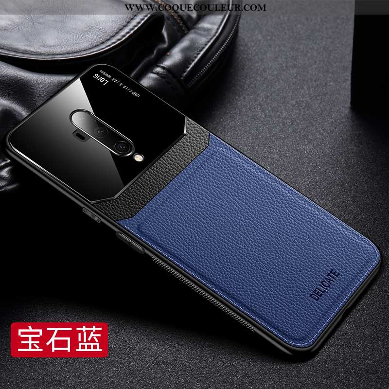 Étui Oneplus 7t Pro Ultra Délavé En Daim Fluide Doux, Coque Oneplus 7t Pro Légère Bleu Foncé