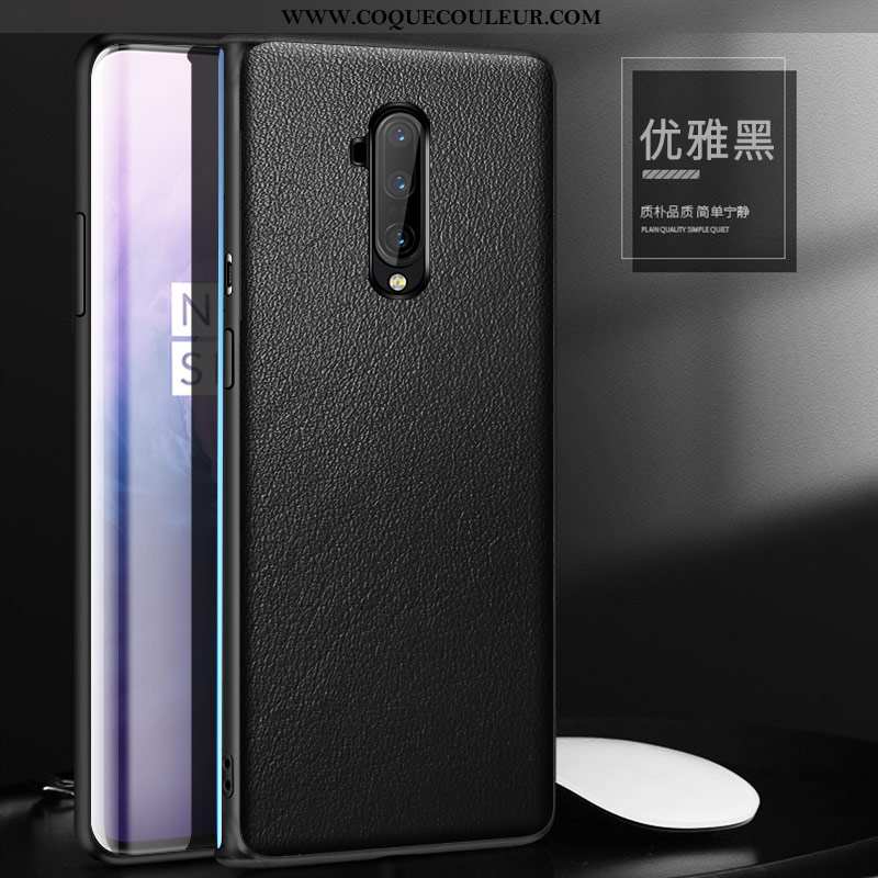 Étui Oneplus 7t Pro Cuir Net Rouge Incassable, Coque Oneplus 7t Pro Protection Téléphone Portable Ve