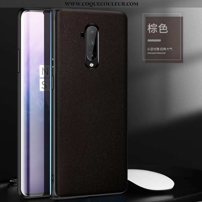 Étui Oneplus 7t Pro Cuir Net Rouge Incassable, Coque Oneplus 7t Pro Protection Téléphone Portable Ve