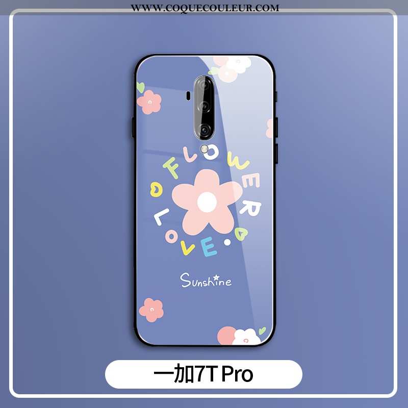 Coque Oneplus 7t Pro Protection Fleur Téléphone Portable, Housse Oneplus 7t Pro Verre Personnalité B