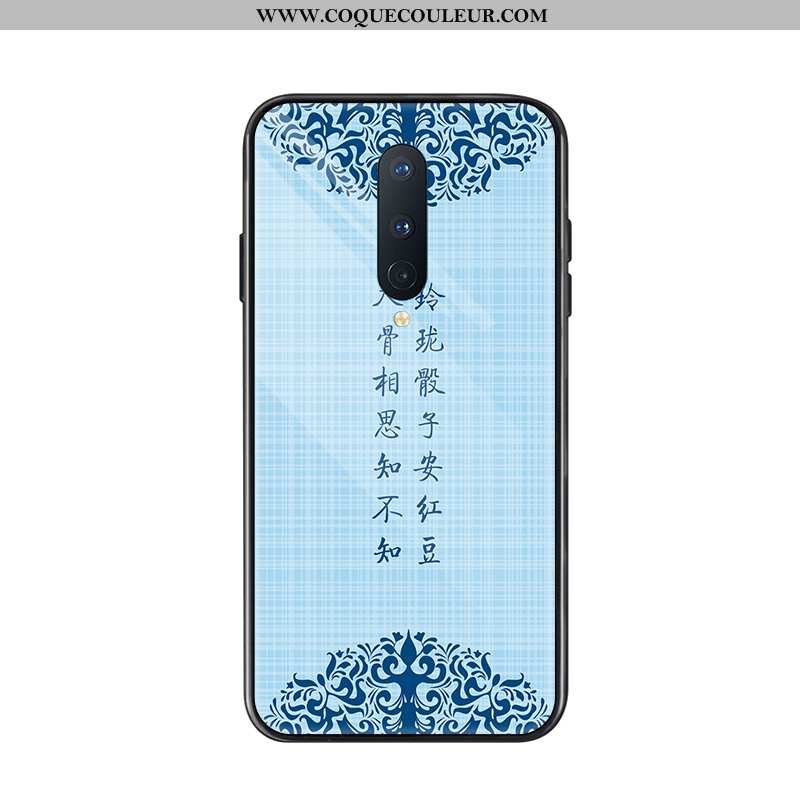 Housse Oneplus 8 Verre Nouveau Protection, Étui Oneplus 8 Tendance Vent Bleu