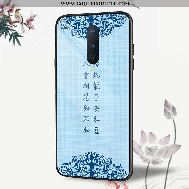 Housse Oneplus 8 Verre Nouveau Protection, Étui Oneplus 8 Tendance Vent Bleu