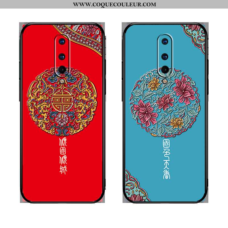 Housse Oneplus 8 Personnalité Gaufrage Étui, Étui Oneplus 8 Créatif Style Chinois Rouge