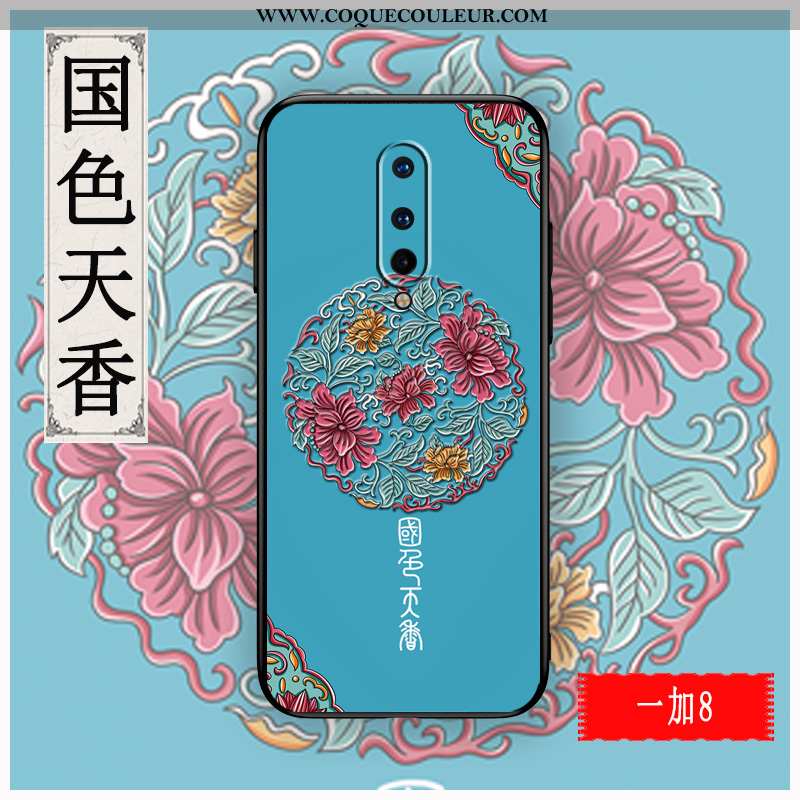 Housse Oneplus 8 Personnalité Gaufrage Étui, Étui Oneplus 8 Créatif Style Chinois Rouge