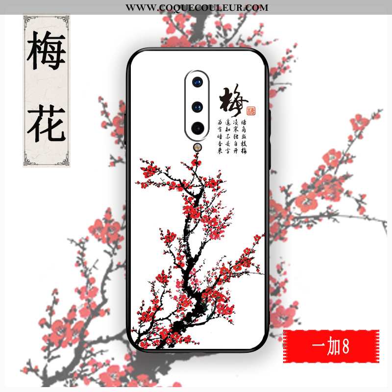 Housse Oneplus 8 Personnalité Gaufrage Étui, Étui Oneplus 8 Créatif Style Chinois Rouge