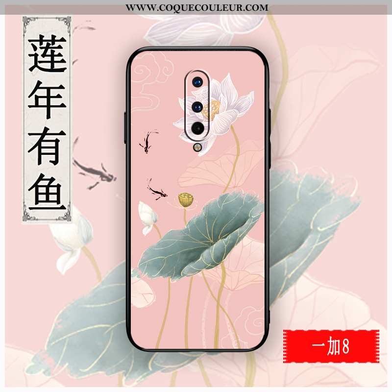 Housse Oneplus 8 Personnalité Gaufrage Étui, Étui Oneplus 8 Créatif Style Chinois Rouge