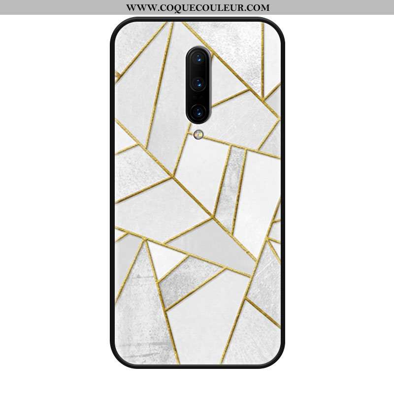 Housse Oneplus 8 Silicone Étui Incassable, Oneplus 8 Mode Géométrie Blanche